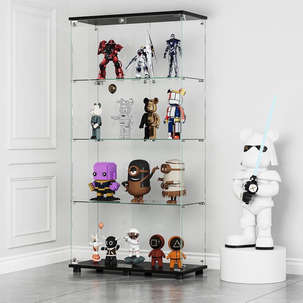 Glass Cabinet Display - Szklana witryna z 4 półkami, podwójnymi