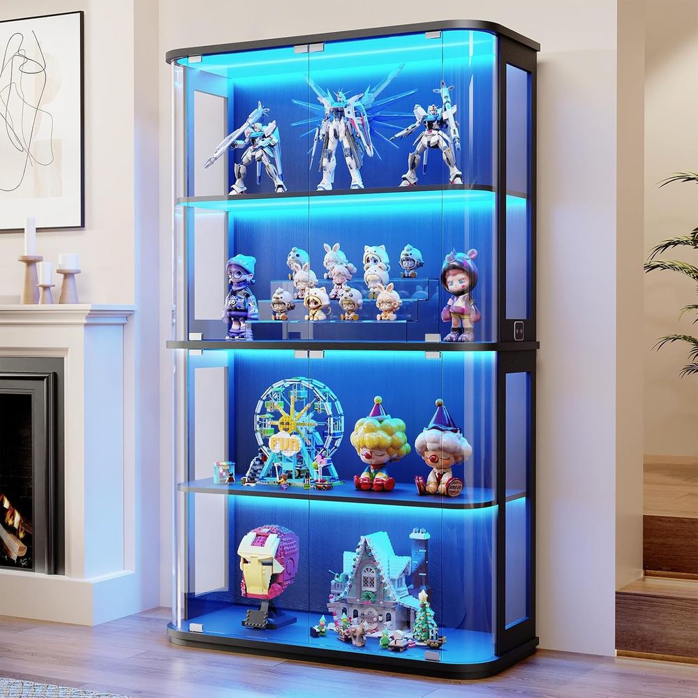 Glass Cabinet Display - Duża zaokrąglona witryna z szklanymi drzwiami,