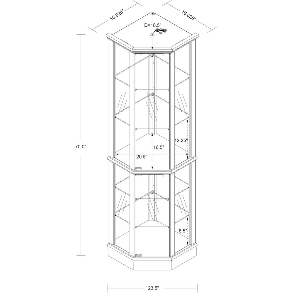 Wysoka 70-calowa podświetlana  – Glass Cabinet Display recenzja i cena